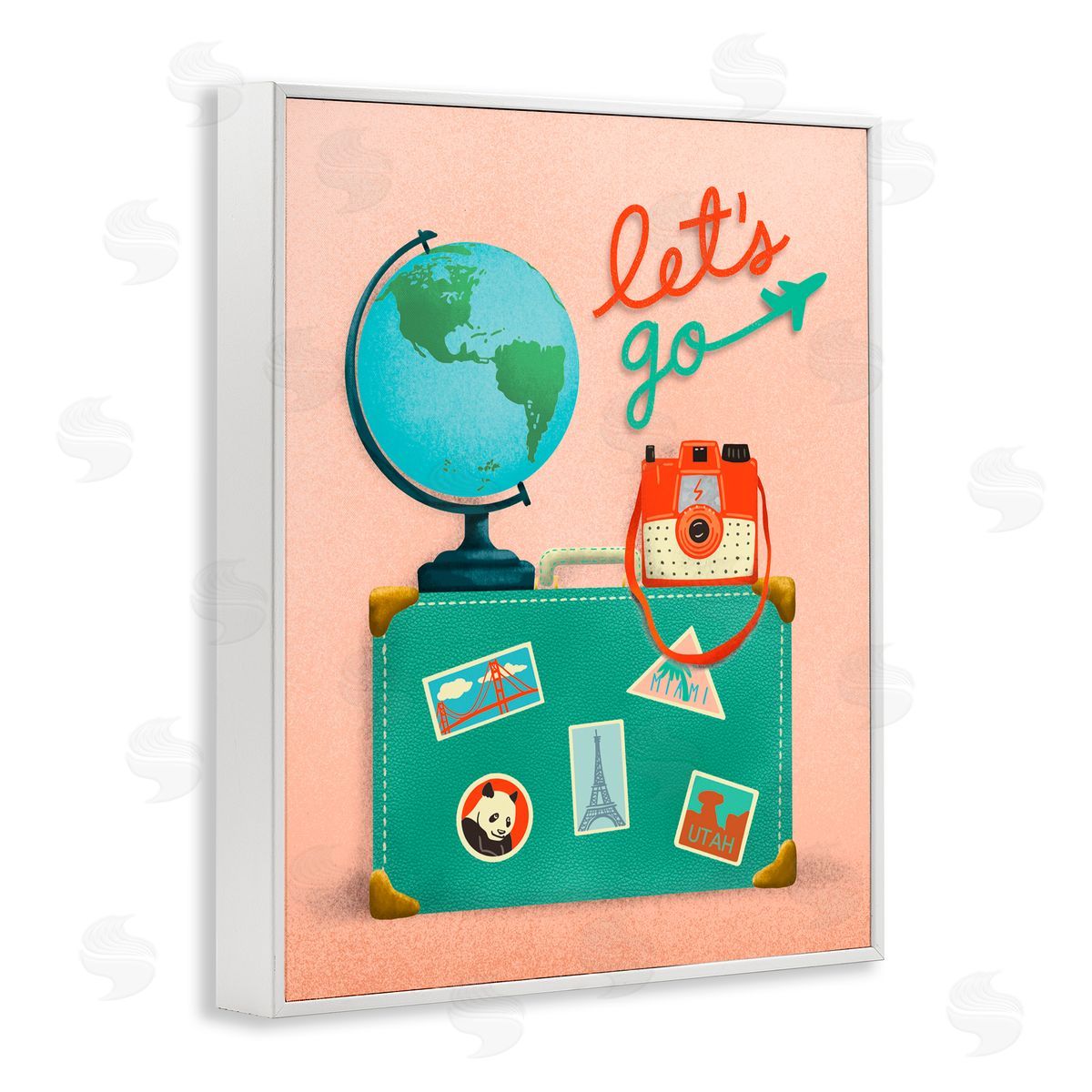 Jilly Jack Designs Let's Go Travel Suitcase Canvas Wall Art Print