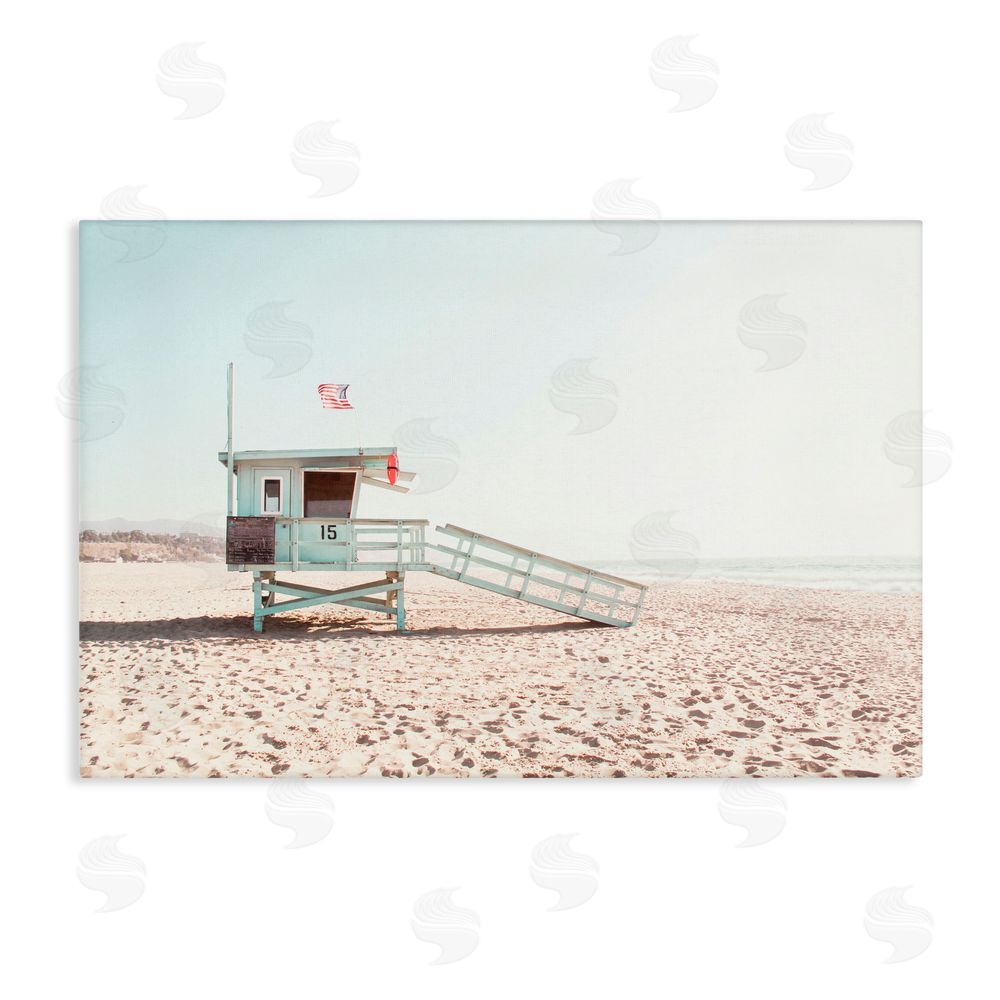Sisi and Seb Lifeguard Hut Sunny Day Stretched Canvas Wall Art Print