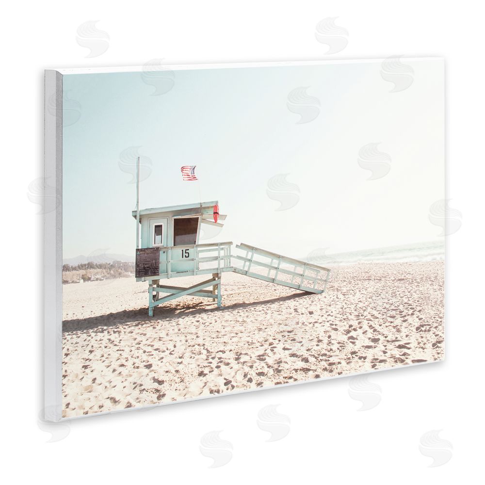 Sisi and Seb Lifeguard Hut Sunny Day Wooden Wall Plaque Art Print