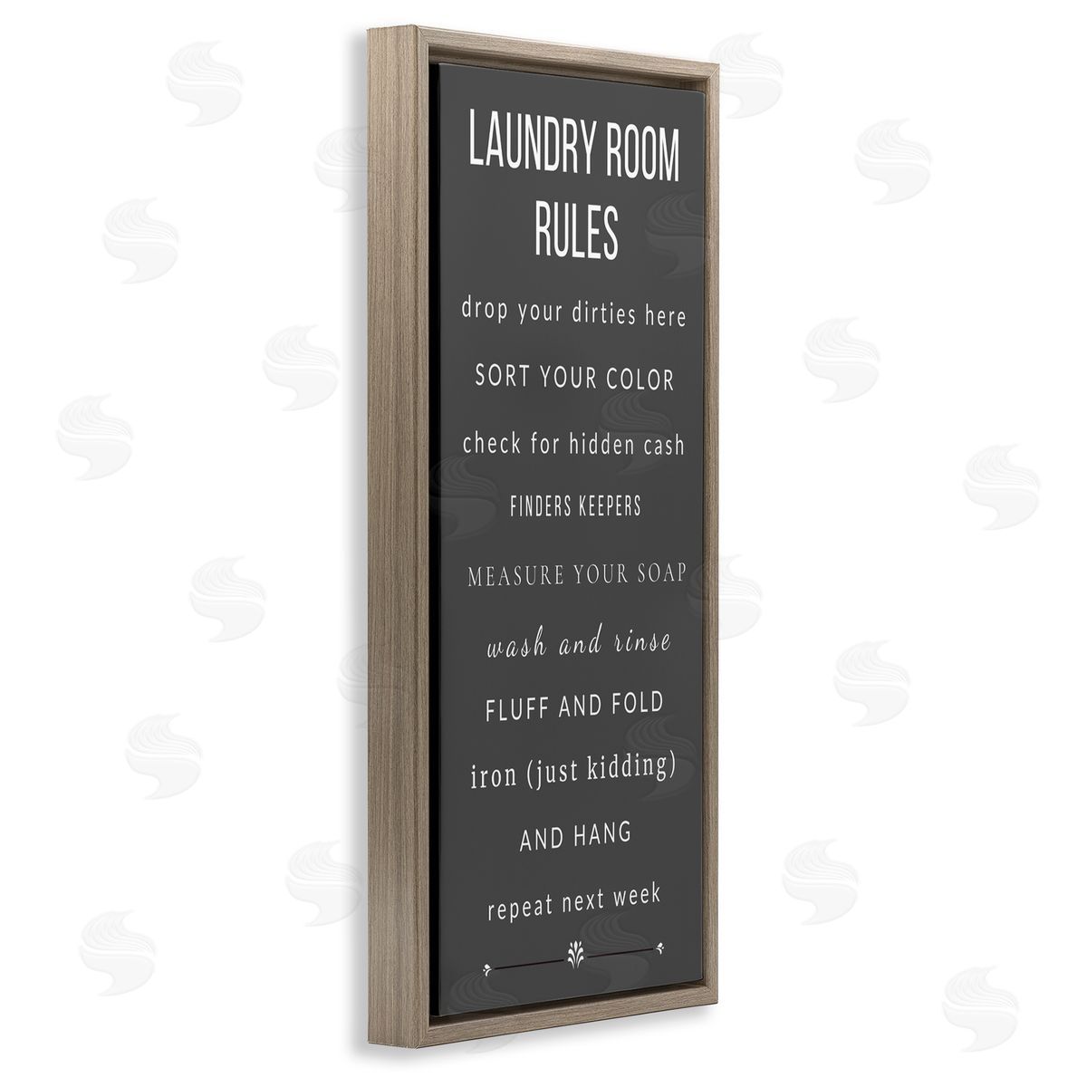 Julia Frost, Jenny Faw Grey Rules of Laundry Room Brown Floating Frame Canvas Wall Art Print