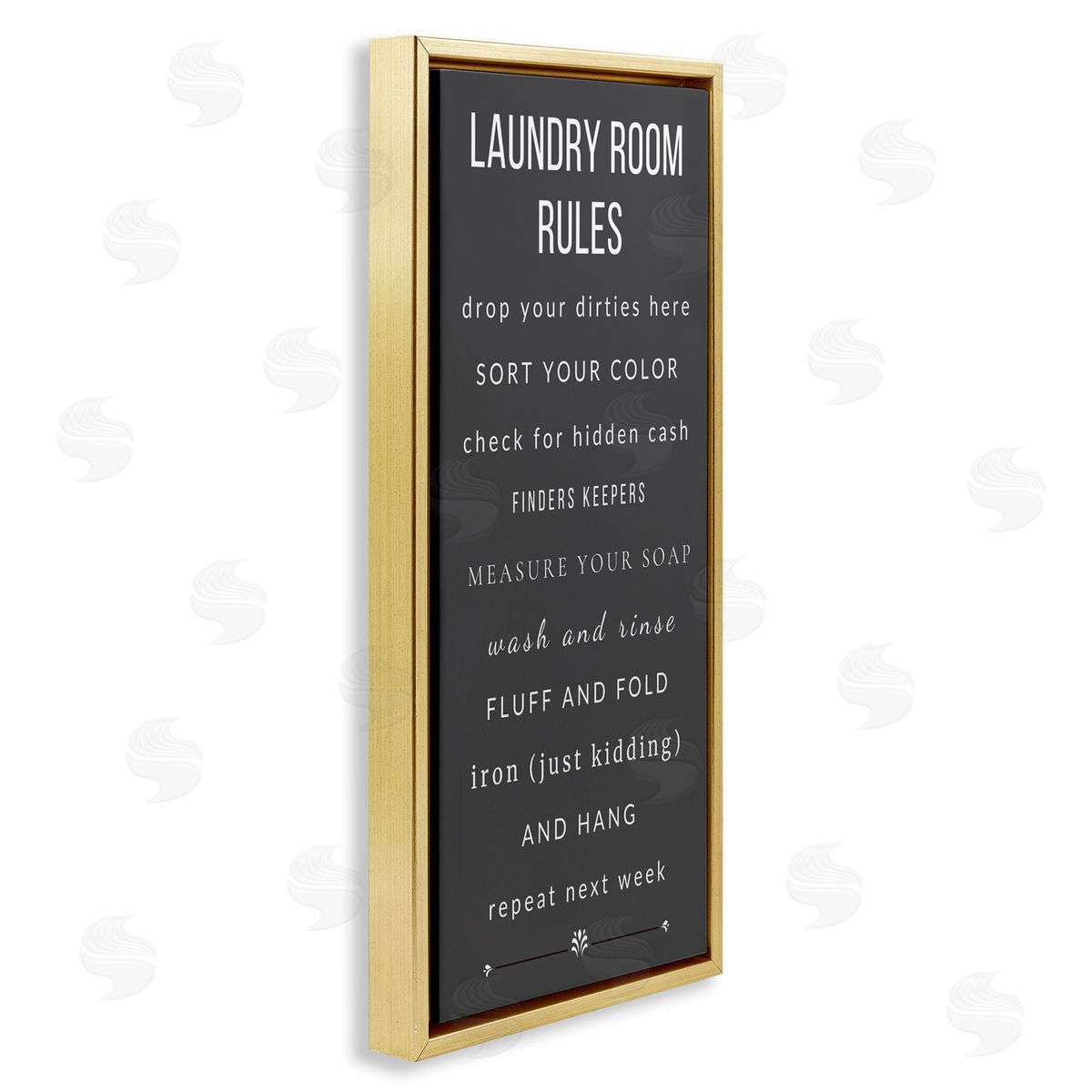 Julia Frost, Jenny Faw Grey Rules of Laundry Room Gold Floating Frame Canvas Wall Art Print
