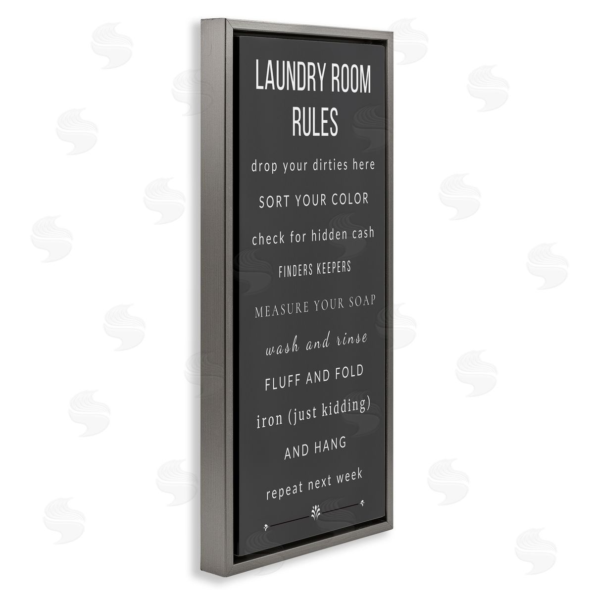 Julia Frost, Jenny Faw Grey Rules of Laundry Room Gray Floating Frame Canvas Wall Art Print