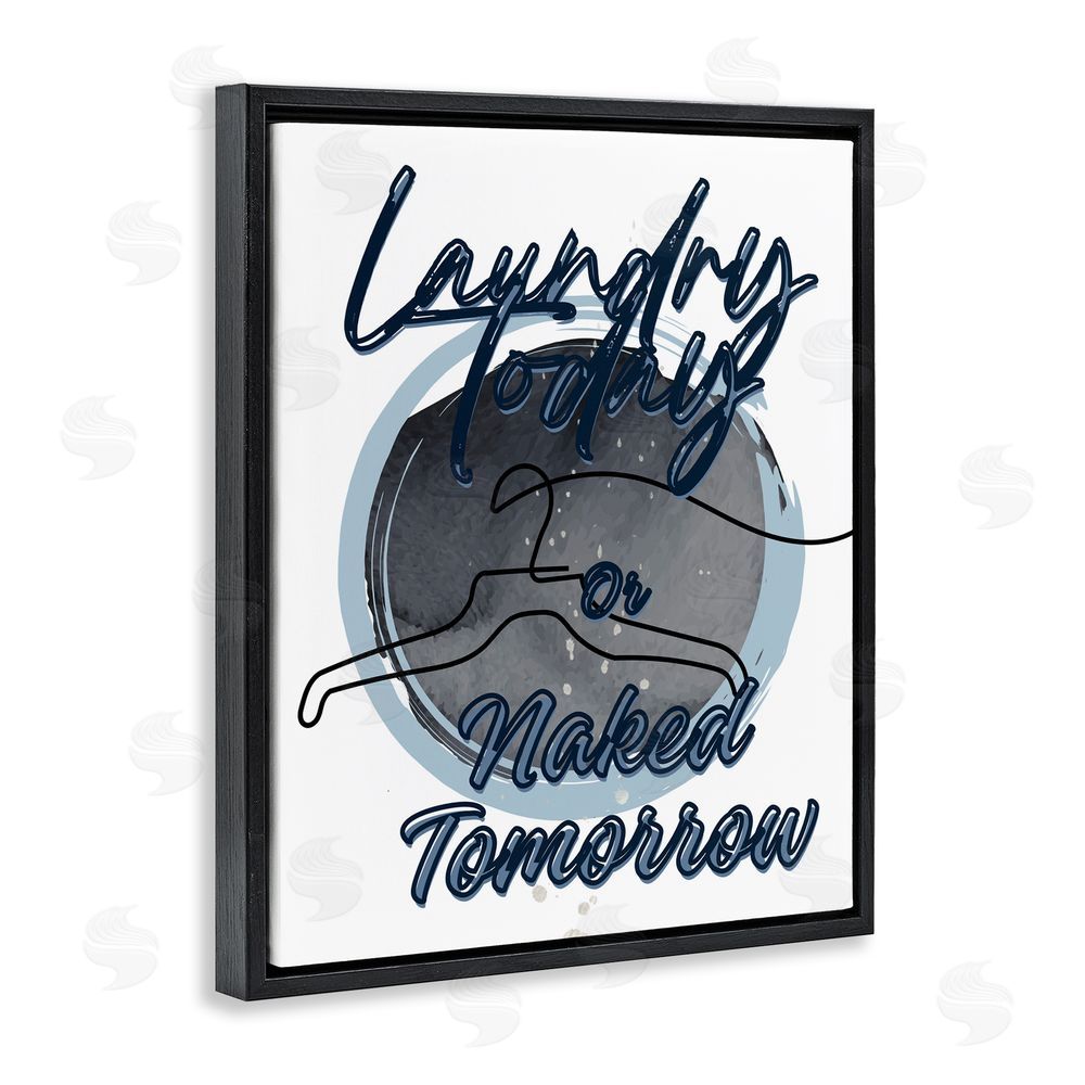 Jesse Keith Laundry Phrase with Hanger Contour Black Floating Frame Canvas Wall Art Print