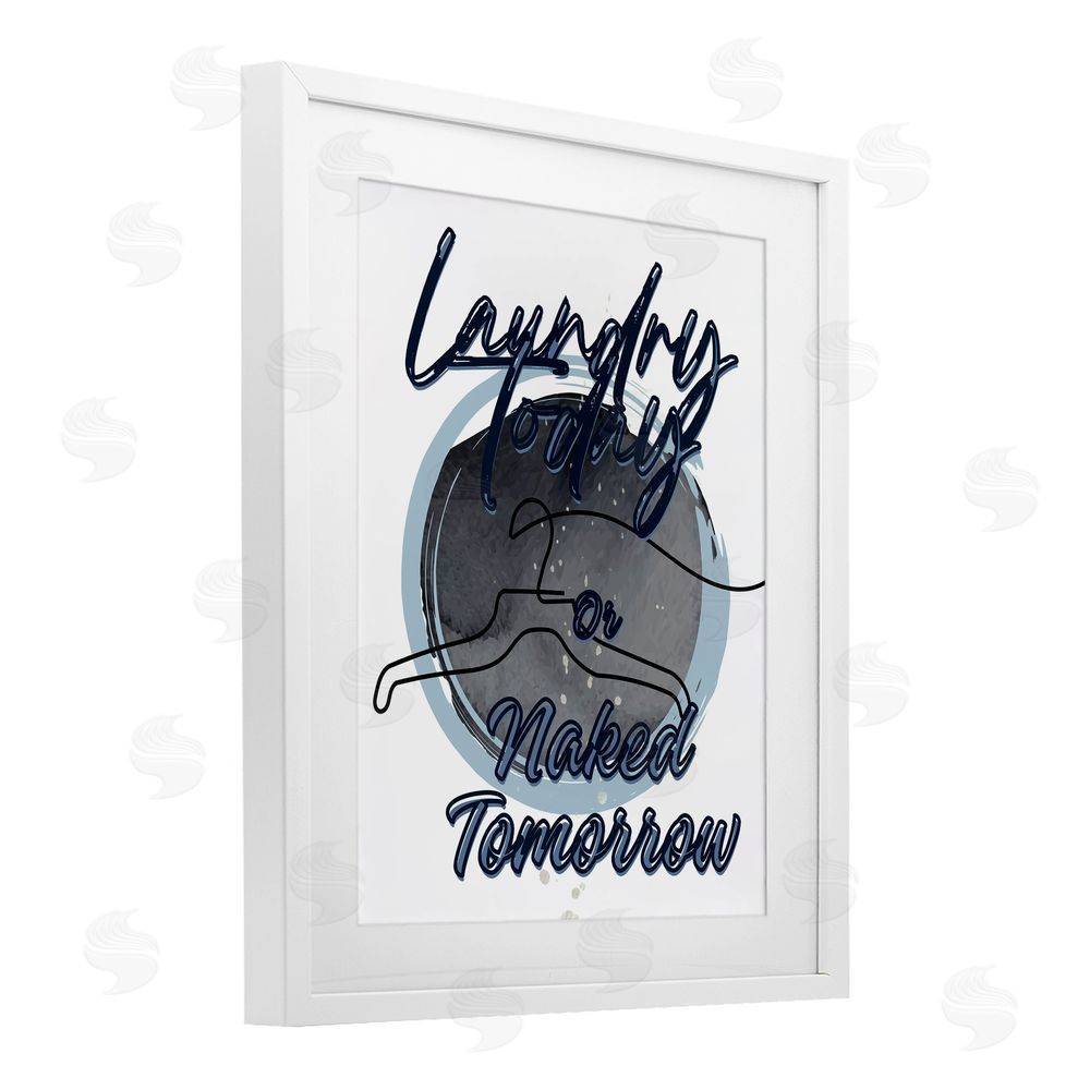 Jesse Keith Laundry Phrase with Hanger Contour White Framed Print Under Glass Wall Art
