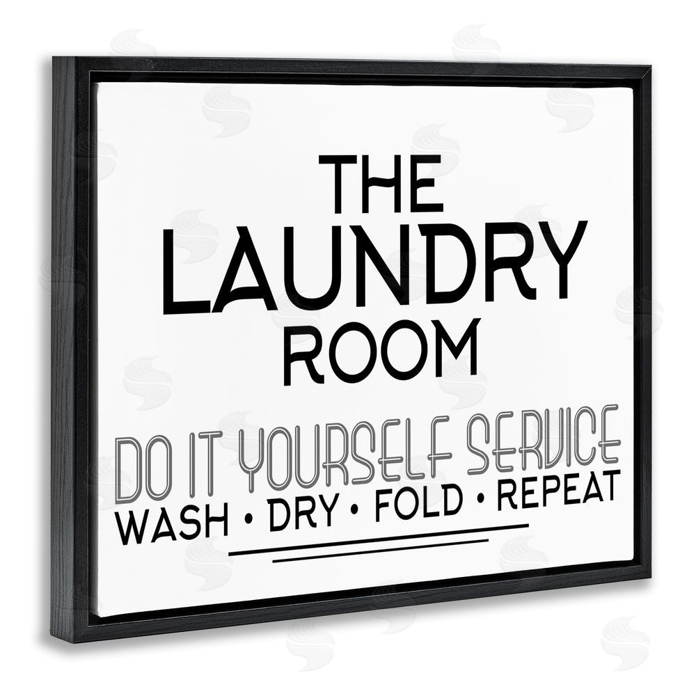 Kim Allen Do It Yourself Laundry Minimal Black Floating Frame Canvas Wall Art Print