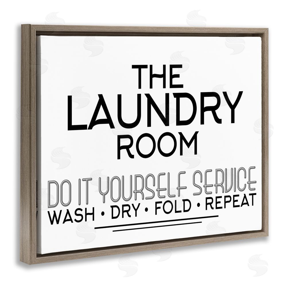 Kim Allen Do It Yourself Laundry Minimal Brown Floating Frame Canvas Wall Art Print
