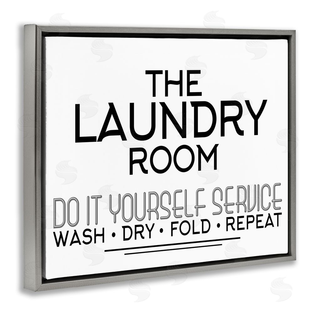 Kim Allen Do It Yourself Laundry Minimal Gray Floating Frame Canvas Wall Art Print