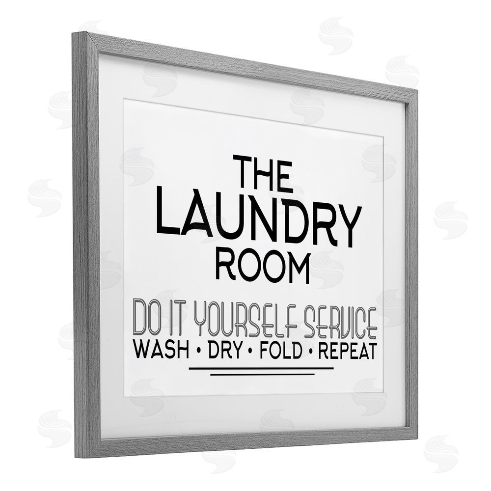 Kim Allen Do It Yourself Laundry Minimal Gray Framed Print Under Glass Wall Art