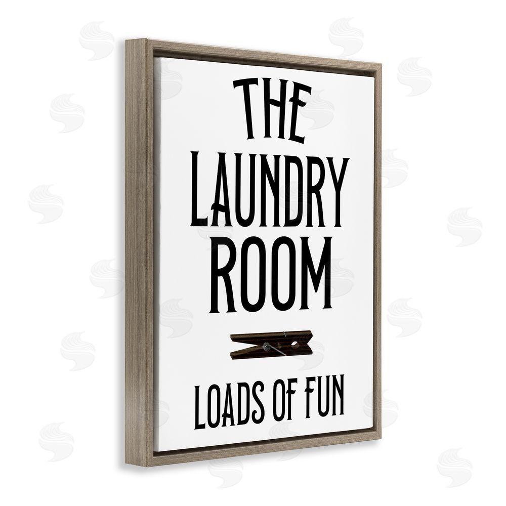 Kim Allen Loads Of Fun Clothespin Brown Floating Frame Canvas Wall Art Print