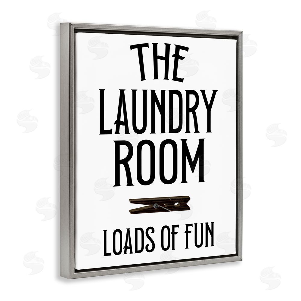 Kim Allen Loads Of Fun Clothespin Gray Floating Frame Canvas Wall Art Print