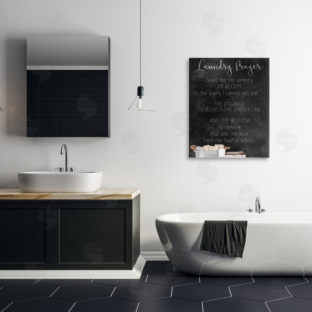 Kim Allen Accept The Stains Laundry Prayer Stretched Canvas Wall Art Print in Room