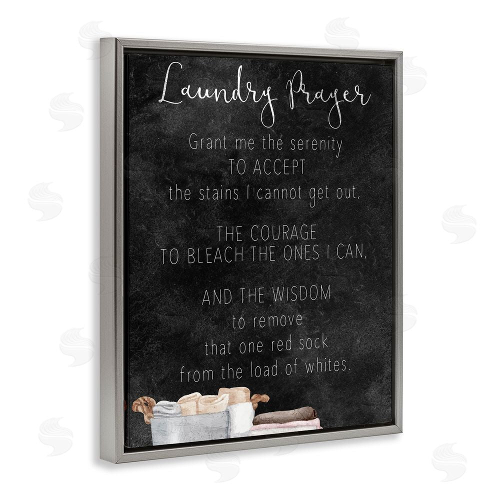 Kim Allen Accept The Stains Laundry Prayer Gray Floating Frame Canvas Wall Art Print