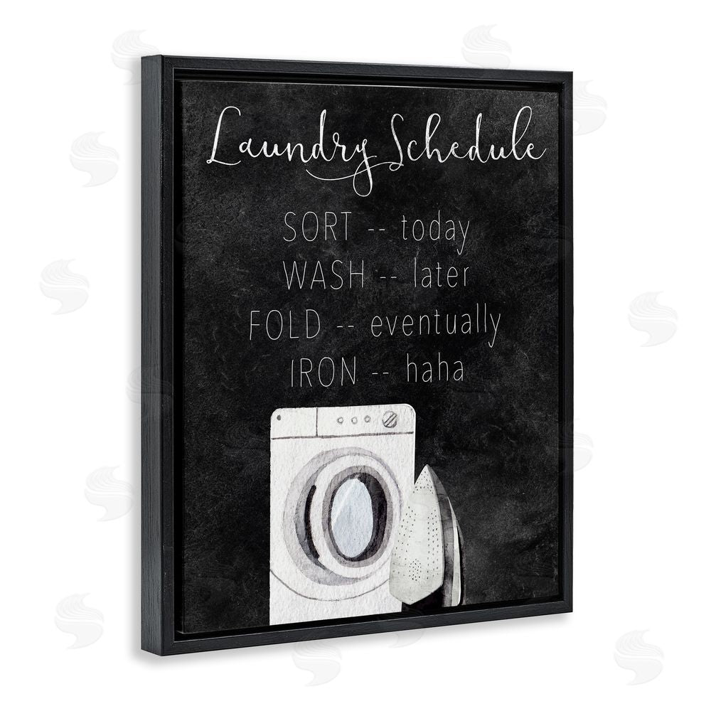 Kim Allen Lazy Laundry Schedule Humor Black Floating Frame Canvas Wall Art Print