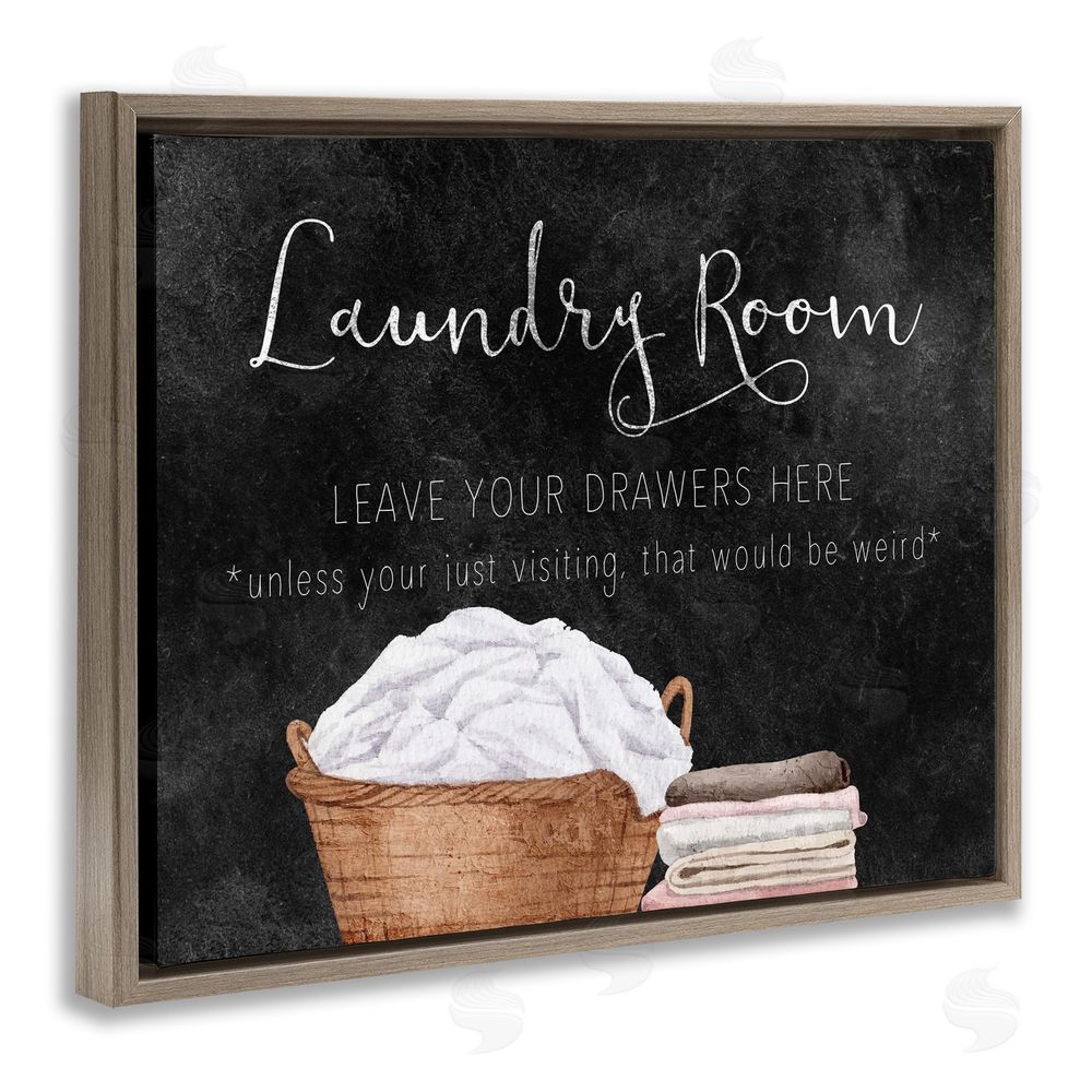 Kim Allen Leave Your Drawers Laundry Brown Floating Frame Canvas Wall Art Print