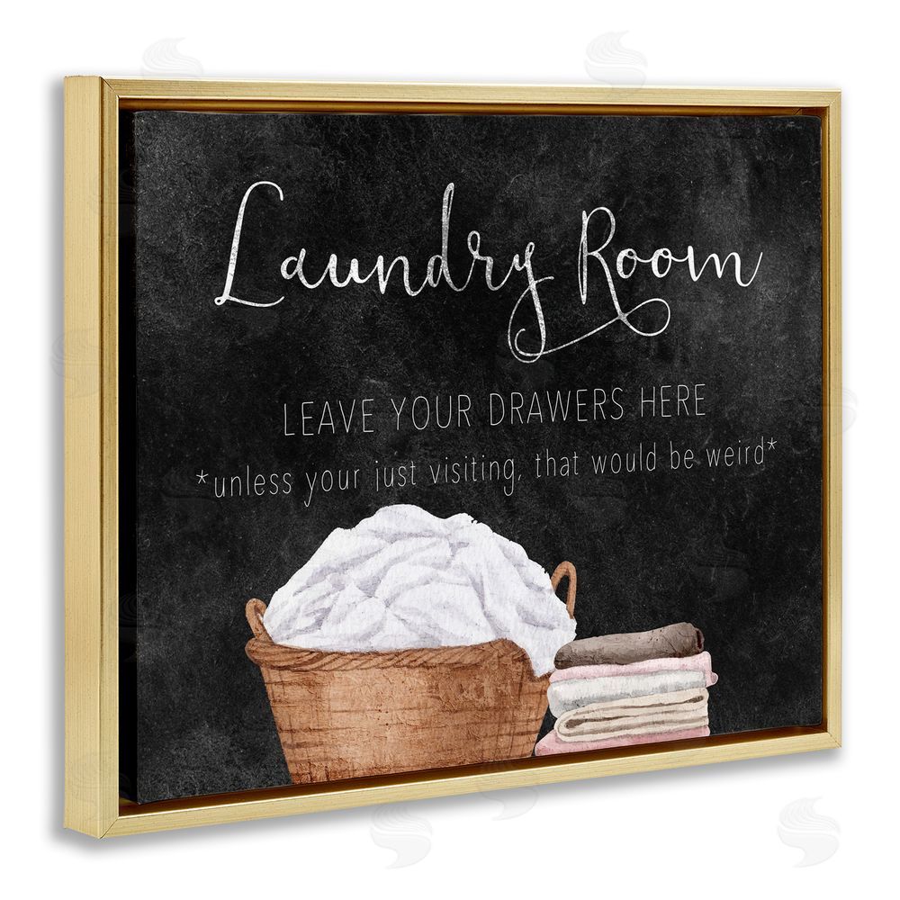 Kim Allen Leave Your Drawers Laundry Gold Floating Frame Canvas Wall Art Print