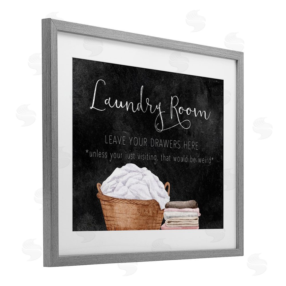 Kim Allen Leave Your Drawers Laundry Gray Framed Print Under Glass Wall Art