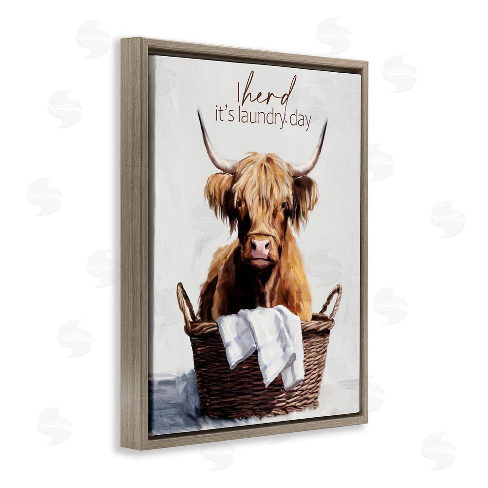 Kim Allen Herd It's Laundry Day Brown Floating Frame Canvas Wall Art Print