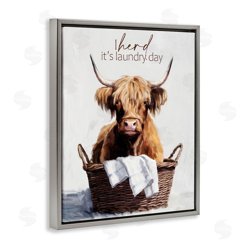 Kim Allen Herd It's Laundry Day Gray Floating Frame Canvas Wall Art Print