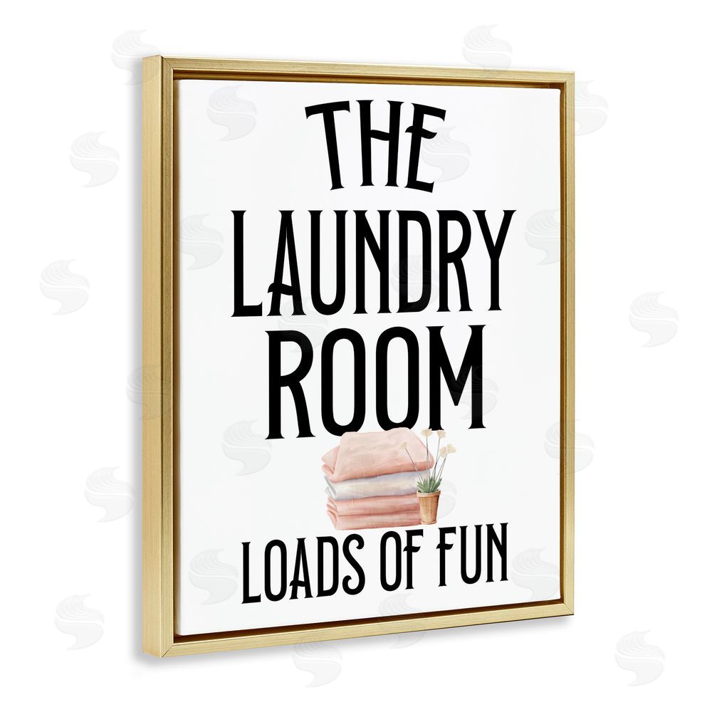 Kim Allen Laundry Room Fun Minimal Gold Floating Frame Canvas Wall Art Print