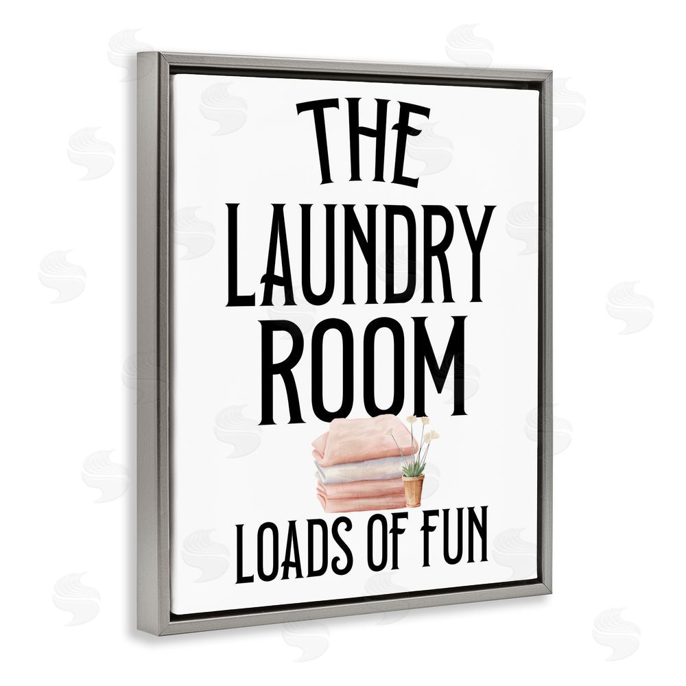 Kim Allen Laundry Room Fun Minimal Gray Floating Frame Canvas Wall Art Print