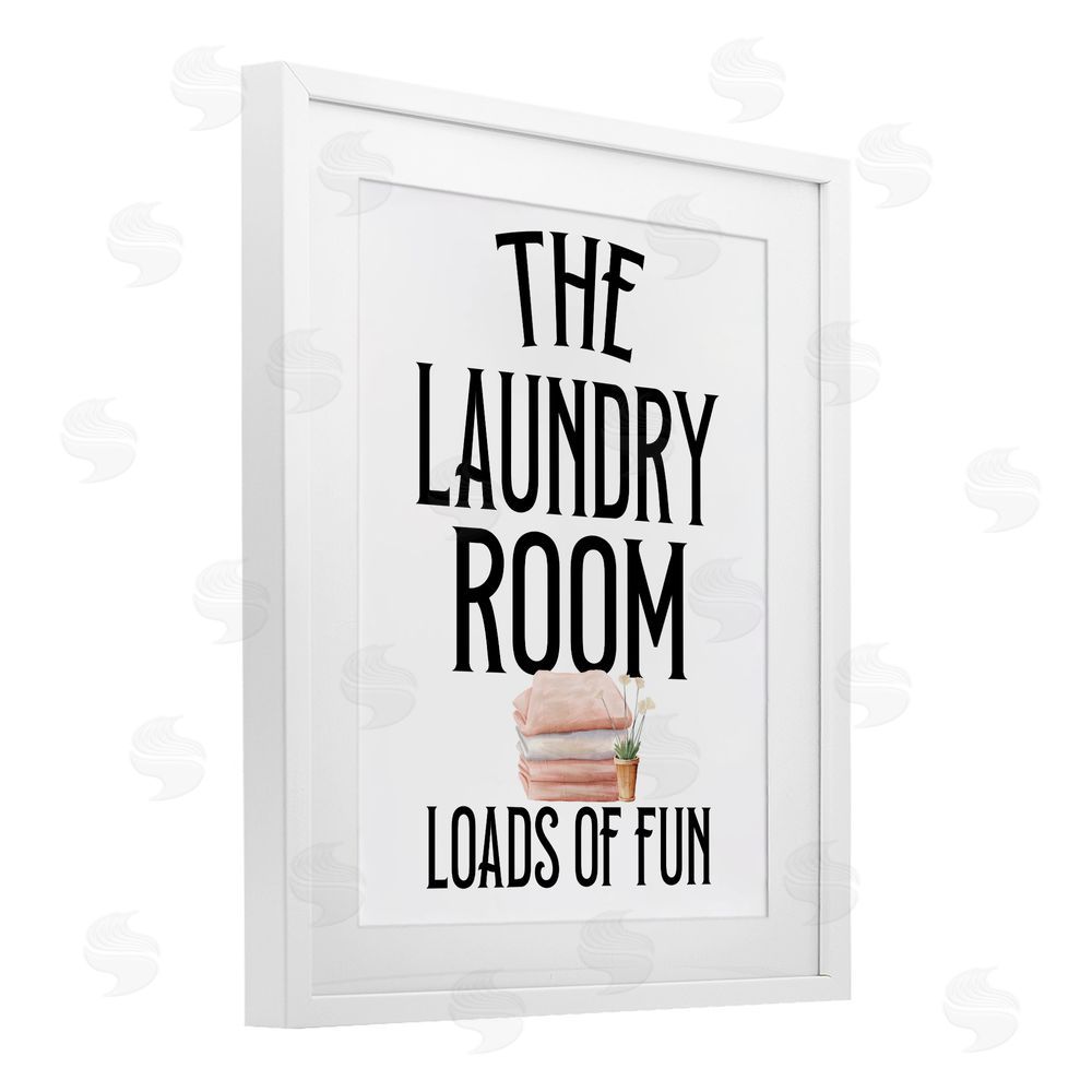 Kim Allen Laundry Room Fun Minimal White Framed Print Under Glass Wall Art