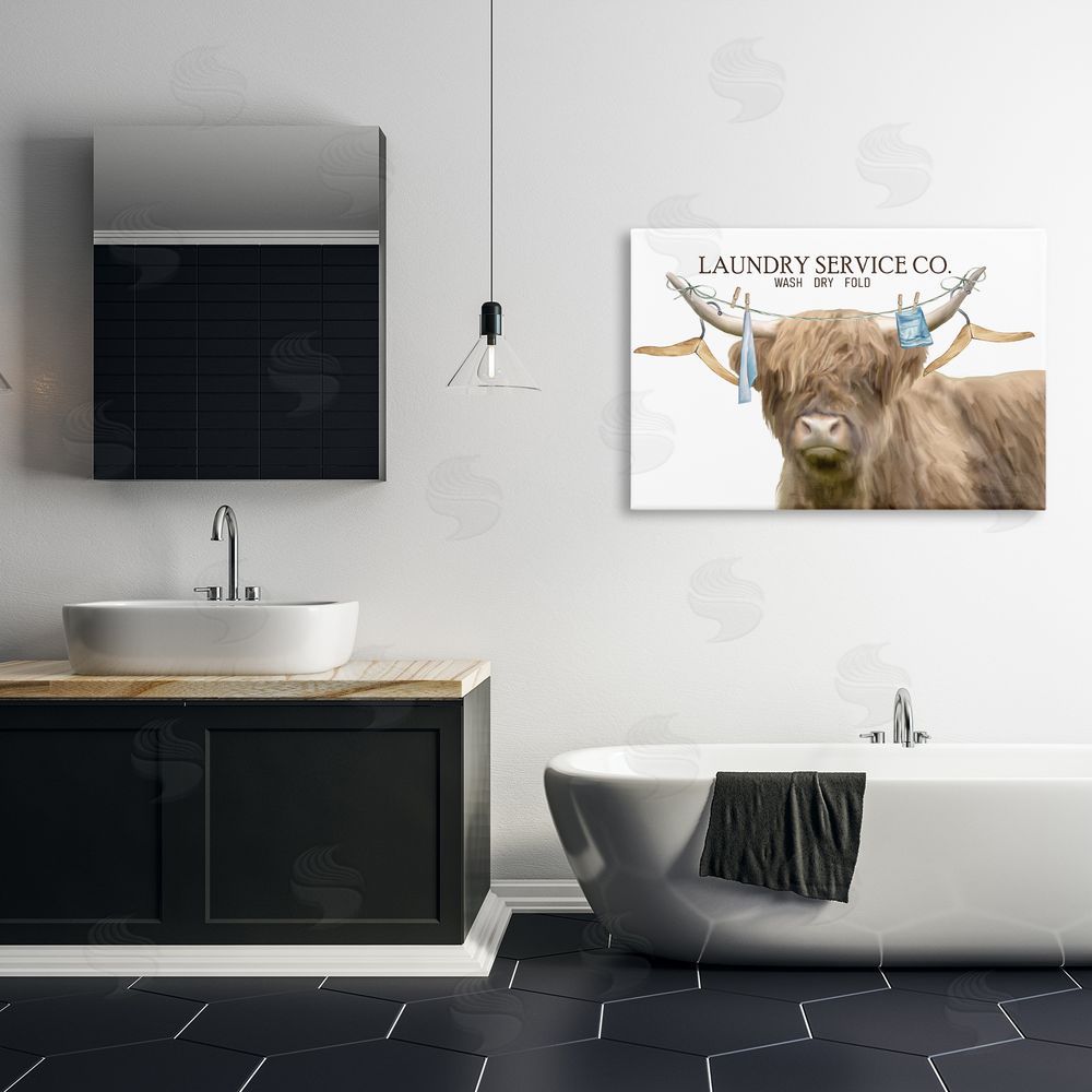 Kim Allen Laundry Service Cattle Stretched Canvas Wall Art Print in Room