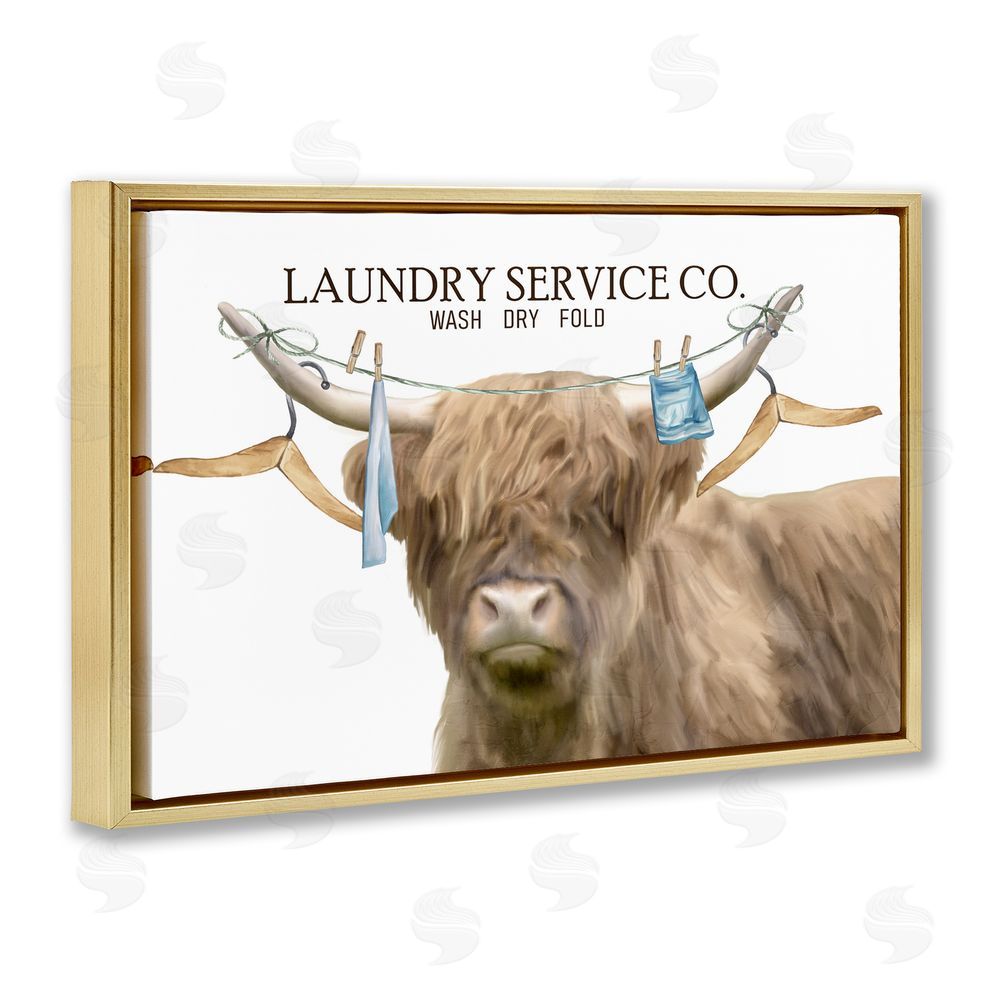 Kim Allen Laundry Service Cattle Gold Floating Frame Canvas Wall Art Print