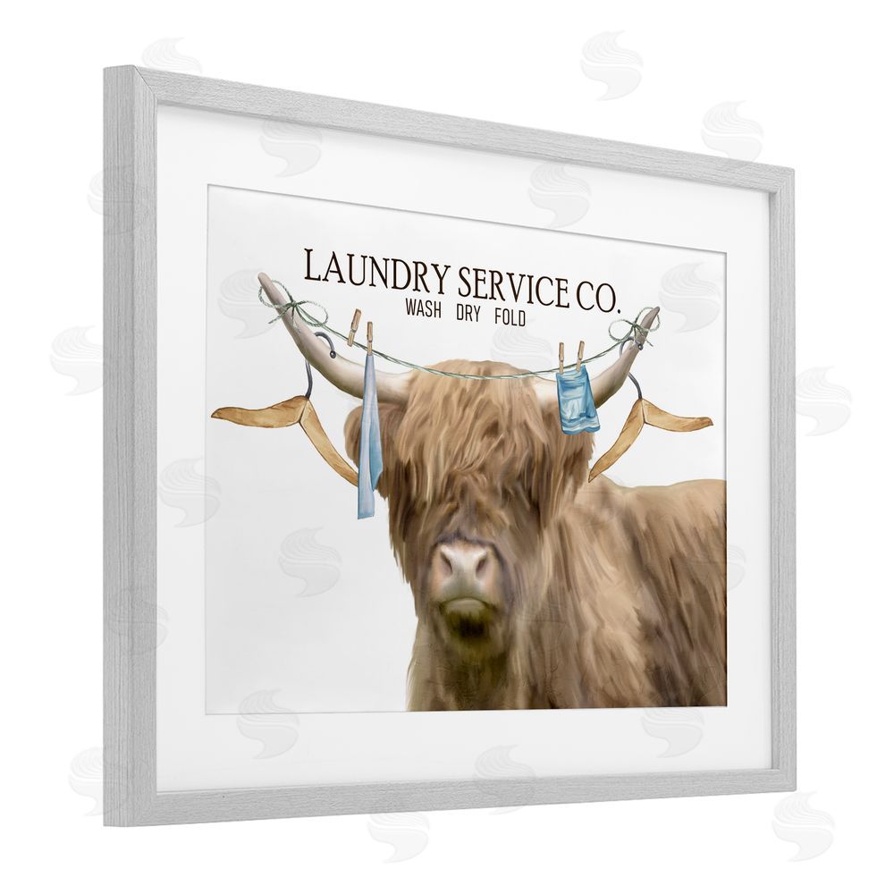 Kim Allen Laundry Service Cattle Gray Framed Print Under Glass Wall Art