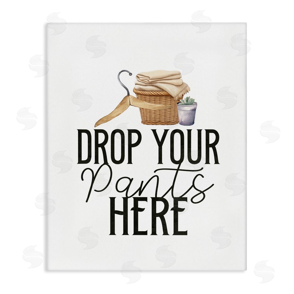 Kim Allen Drop Your Pants Here Minimal Stretched Canvas Wall Art Print
