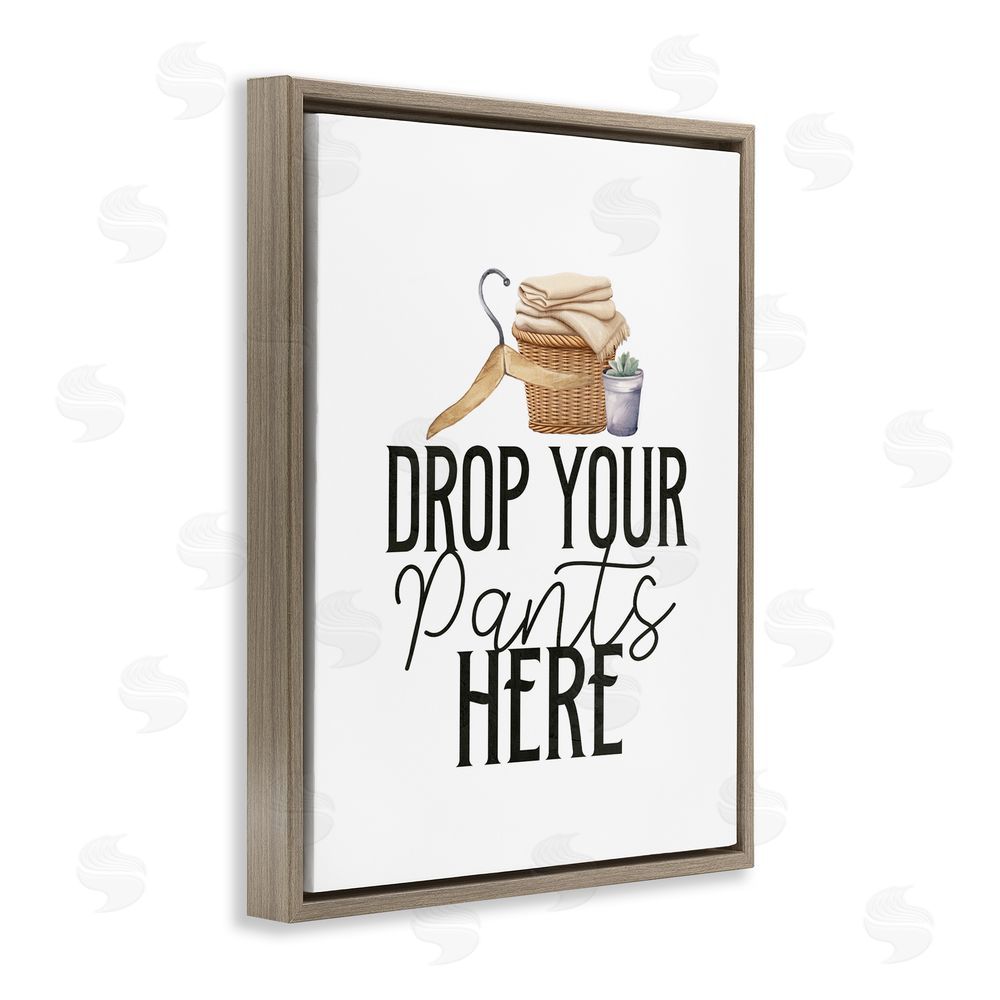 Kim Allen Drop Your Pants Here Minimal Brown Floating Frame Canvas Wall Art Print