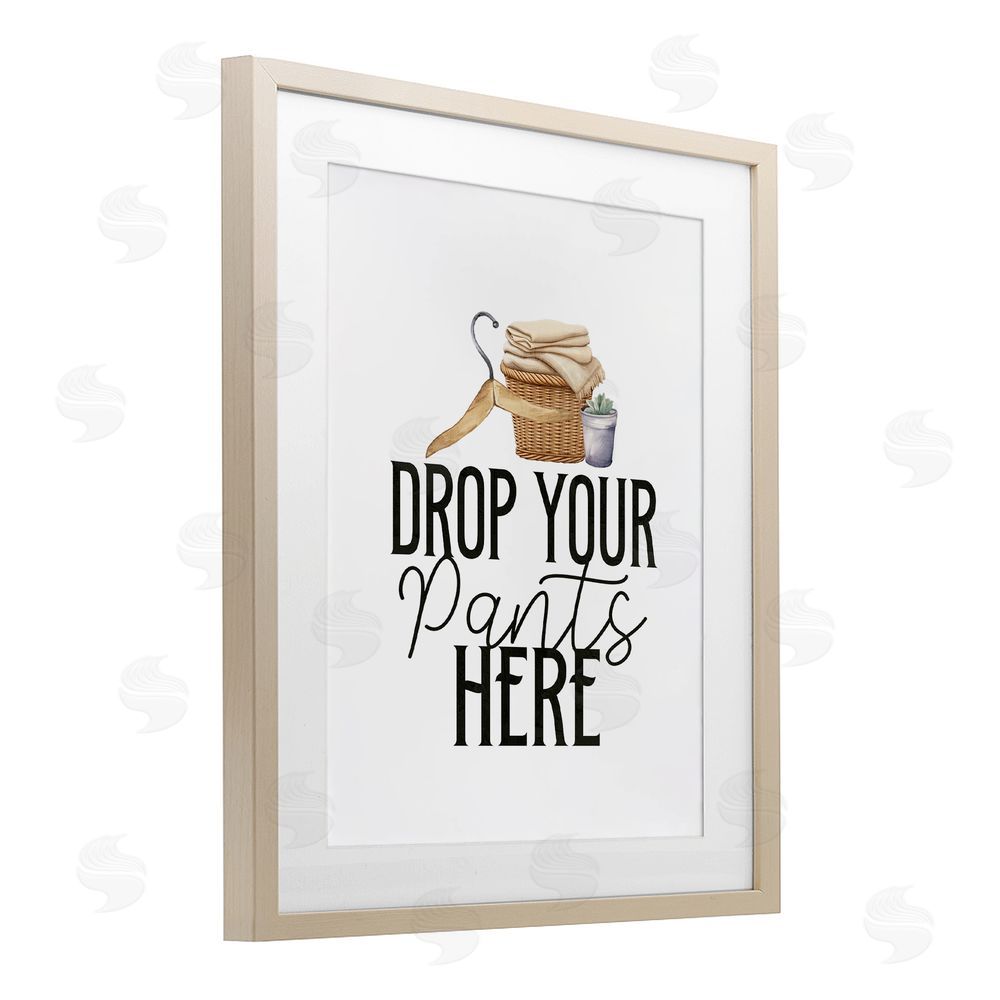 Kim Allen Drop Your Pants Here Minimal Brown Framed Print Under Glass Wall Art
