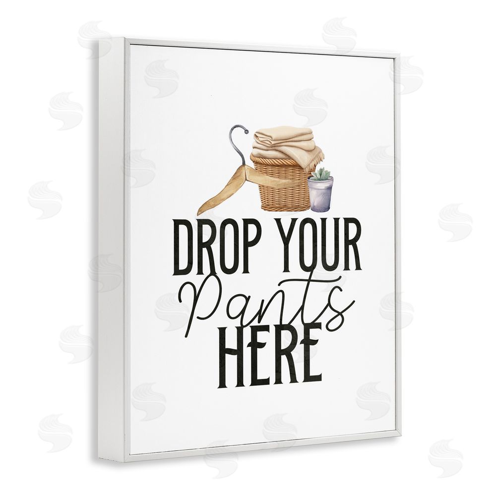 Kim Allen Drop Your Pants Here Minimal White Framed Giclee Print Wall Art