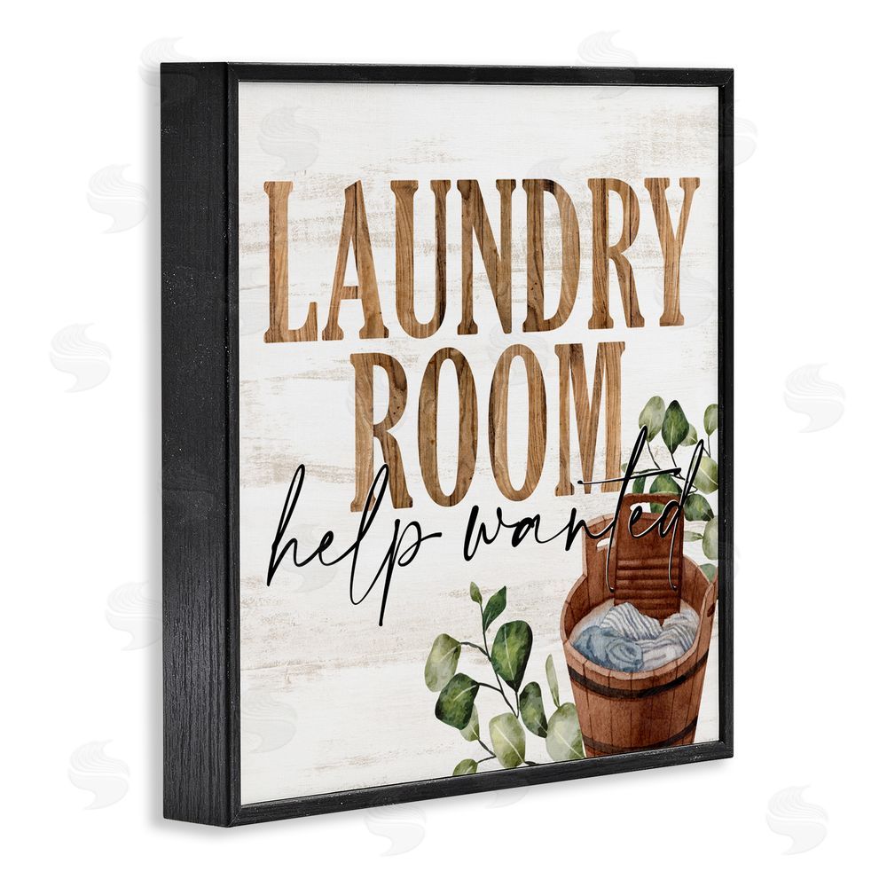 Kim Allen Help Wanted Rustic Laundry Room Black Framed Giclee Print Wall Art