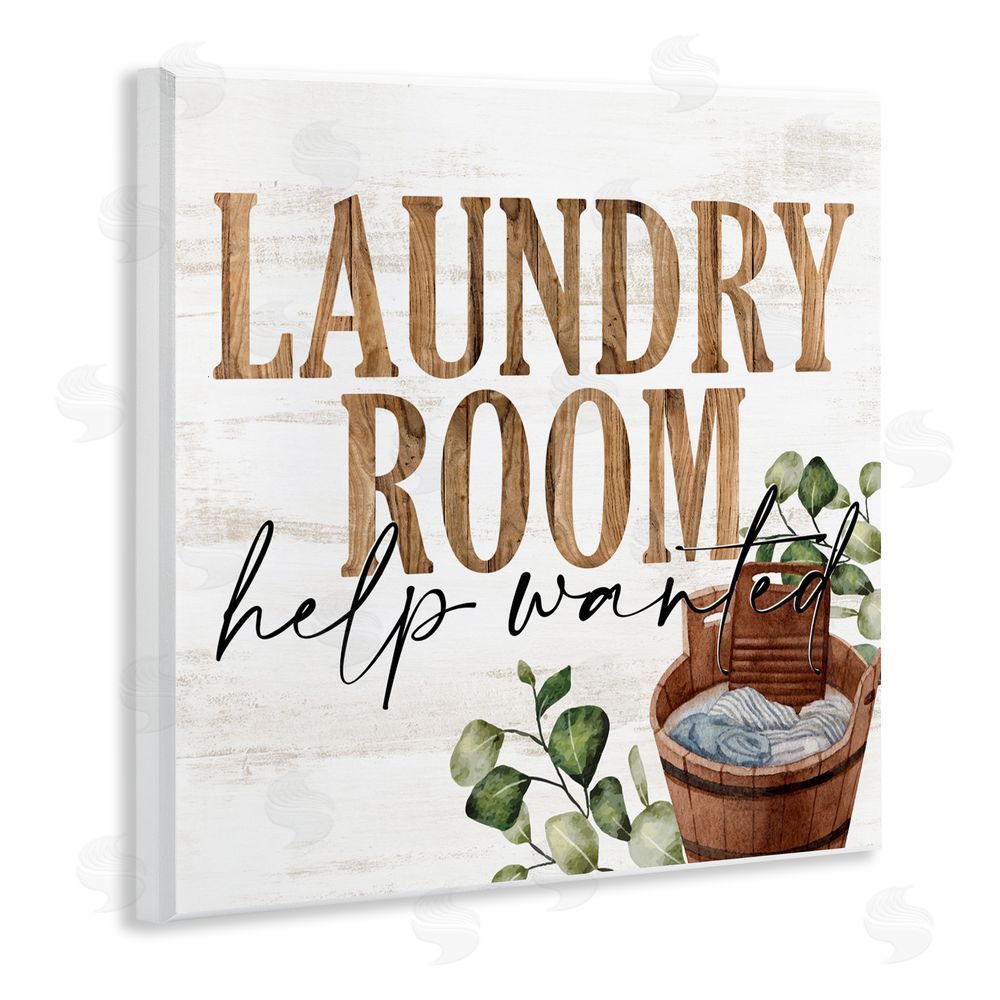 Kim Allen Help Wanted Rustic Laundry Room Wooden Wall Plaque Art Print