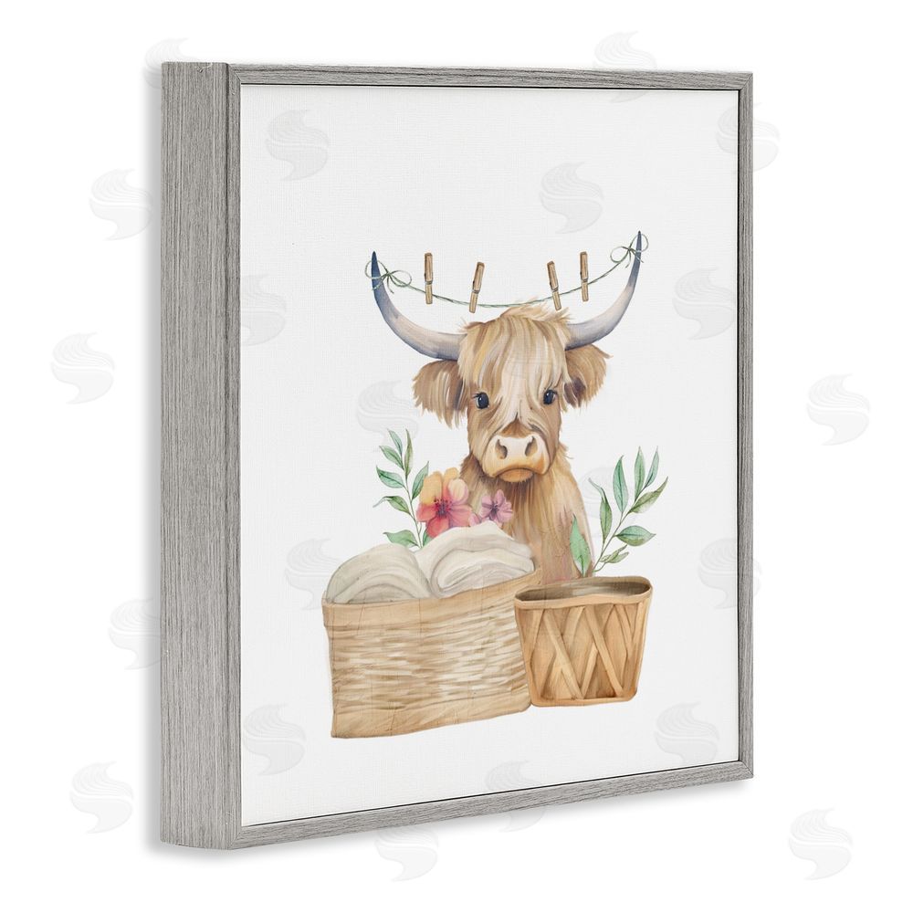 Kim Allen Laundry Day Baby Cattle Gray Framed Giclee Print Wall Art