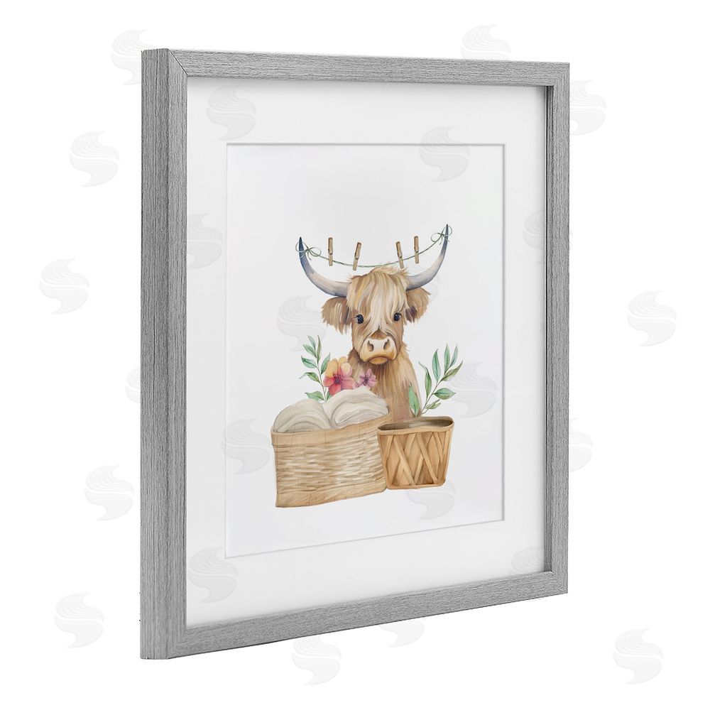 Kim Allen Laundry Day Baby Cattle Gray Framed Print Under Glass Wall Art