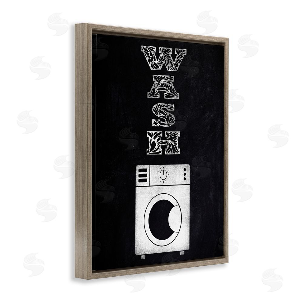 Marcus Prime Laundry Wash Ornate Letters Brown Floating Frame Canvas Wall Art Print
