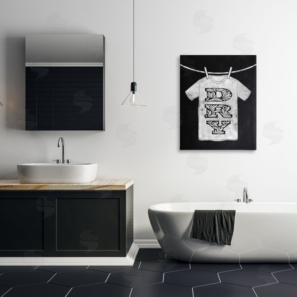 Marcus Prime Laundry Dry Ornate Letters Stretched Canvas Wall Art Print in Room
