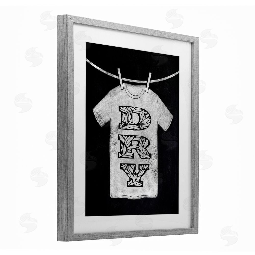 Marcus Prime Laundry Dry Ornate Letters Gray Framed Print Under Glass Wall Art
