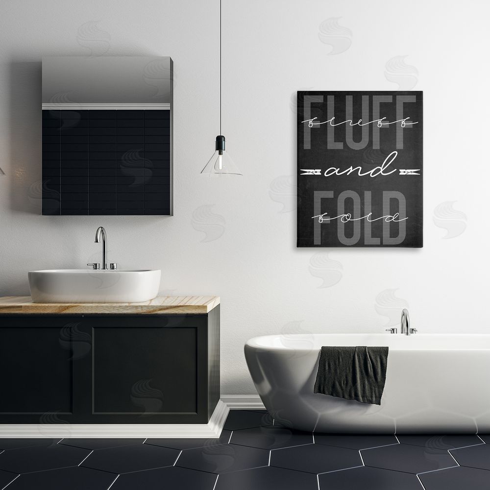 Marcus Prime Fluff & Fold Black Minimal Stretched Canvas Wall Art Print in Room
