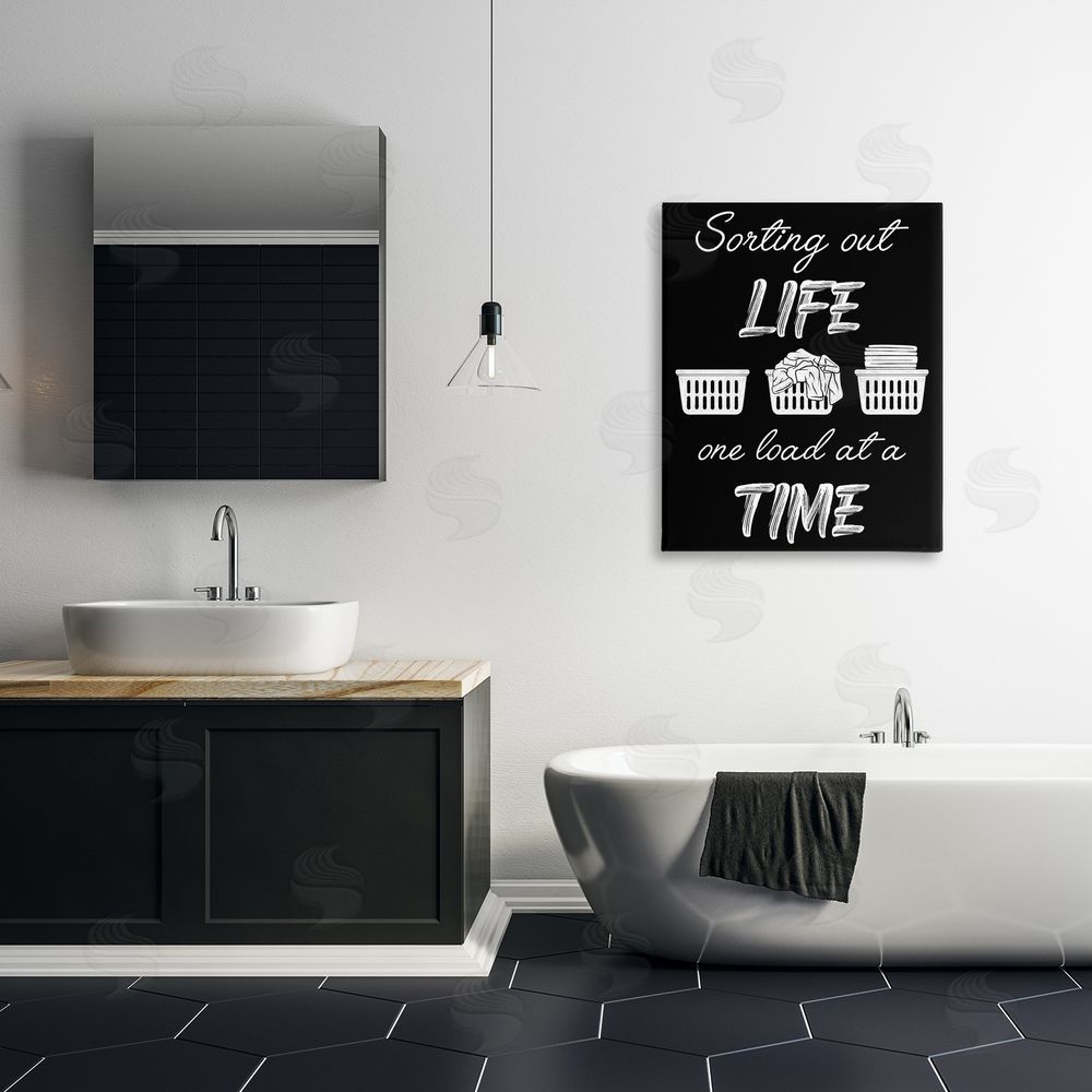 Marcus Prime Sorting Out Life Laundry Stretched Canvas Wall Art Print in Room