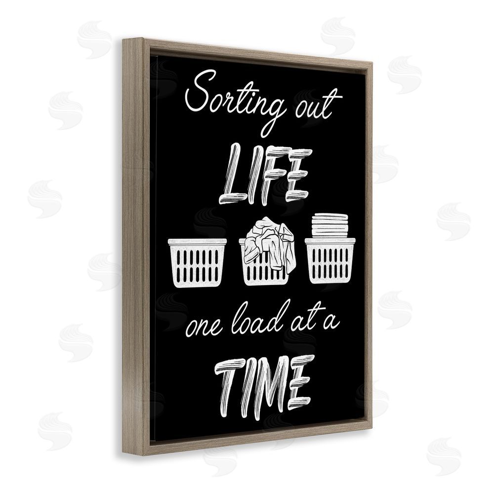 Marcus Prime Sorting Out Life Laundry Brown Floating Frame Canvas Wall Art Print