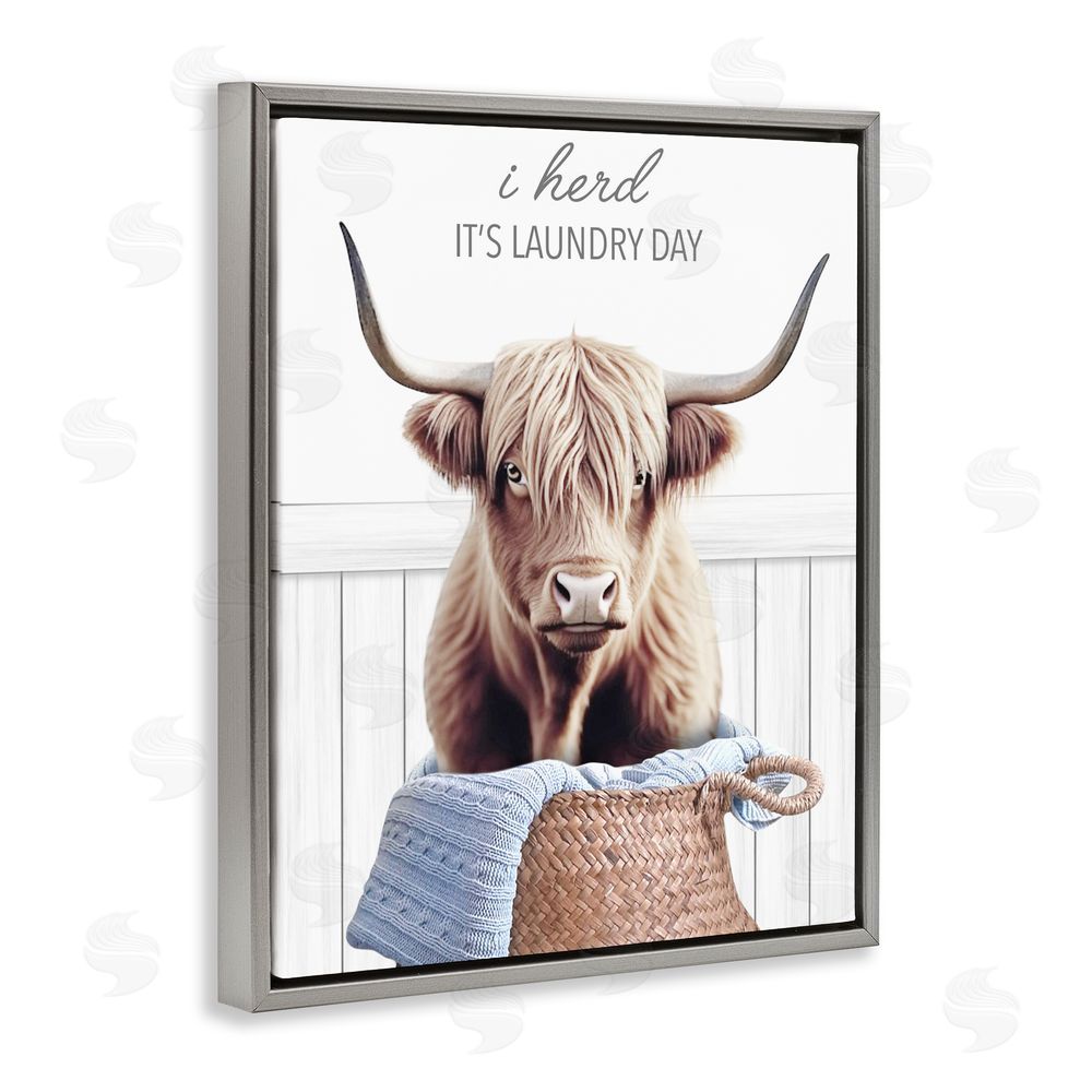 Marcus Prime Herd It's Laundry Day Gray Floating Frame Canvas Wall Art Print