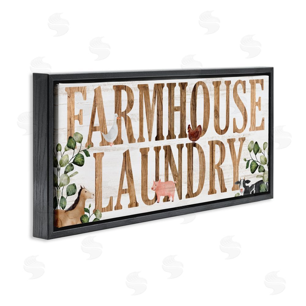 Kim Allen Rustic Farmhouse Laundry Black Floating Frame Canvas Wall Art Print