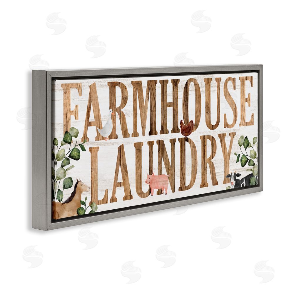 Kim Allen Rustic Farmhouse Laundry Gray Floating Frame Canvas Wall Art Print