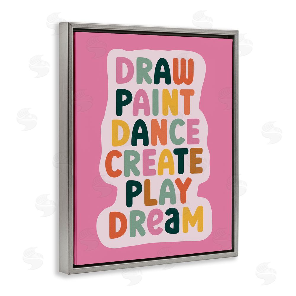 Julia Frost Draw Paint Dance Create Gray Floating Frame Canvas Wall Art Print