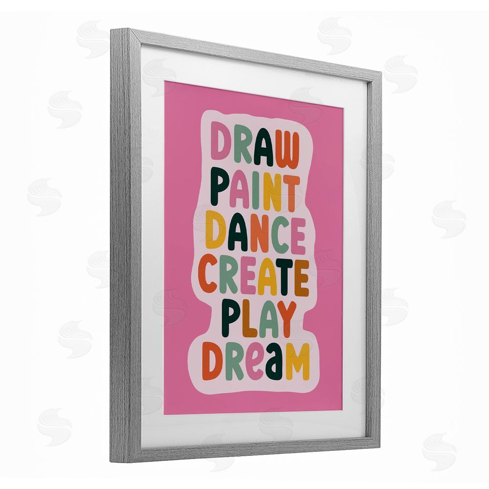 Julia Frost Draw Paint Dance Create Gray Framed Print Under Glass Wall Art