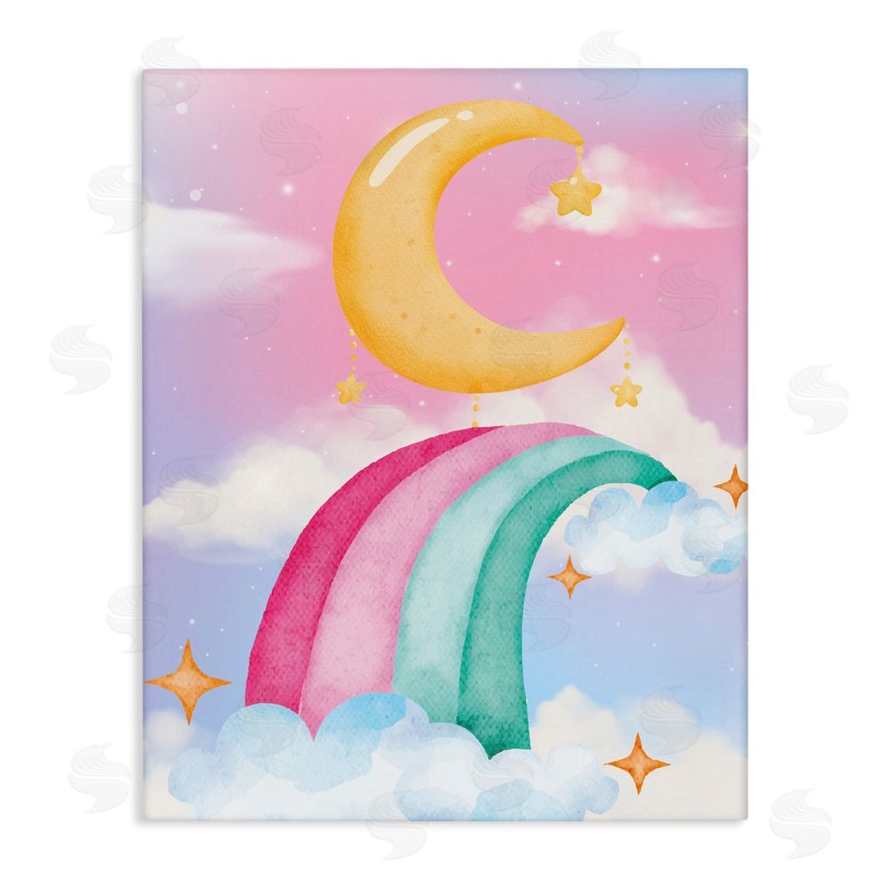 Jesse Keith Moon Rainbow in Clouds Stretched Canvas Wall Art Print