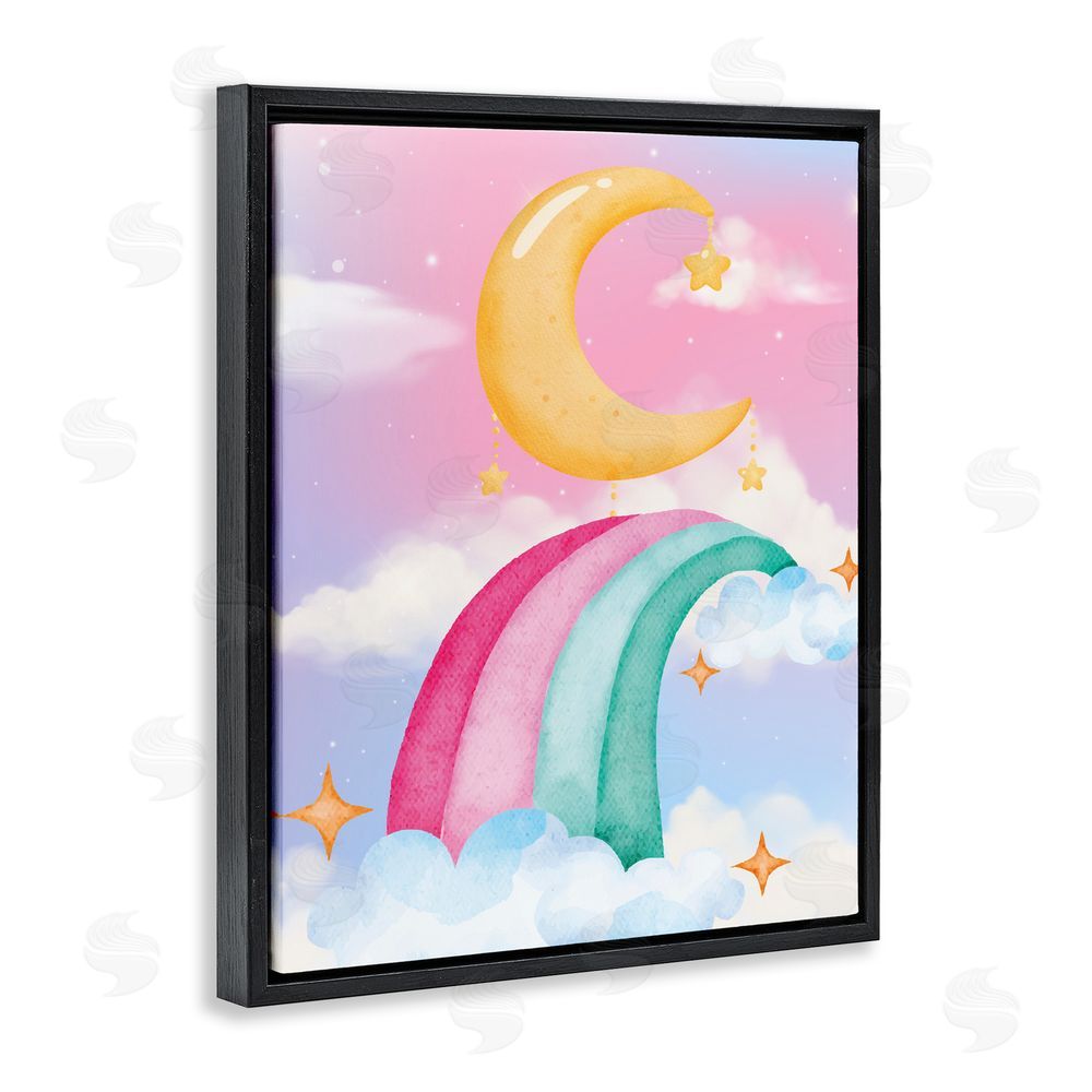 Jesse Keith Moon Rainbow in Clouds Black Floating Frame Canvas Wall Art Print