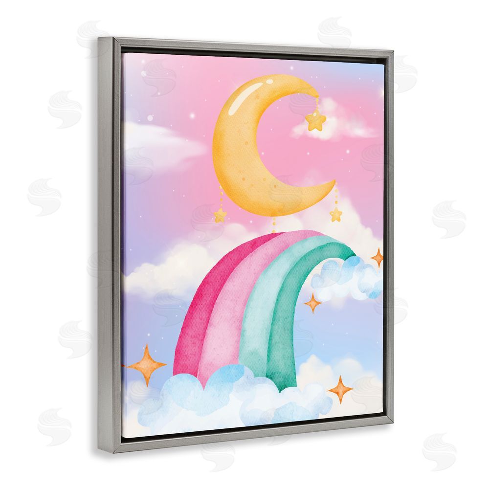 Jesse Keith Moon Rainbow in Clouds Gray Floating Frame Canvas Wall Art Print